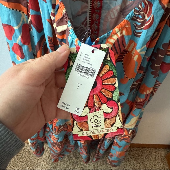 NWT!! Farm Rio x Anthropologie Size L Square-Neck Midi Dress - Picture 7 of 9